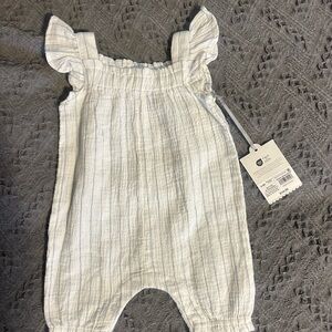 Cloud Island White and Gray Striped One Piece